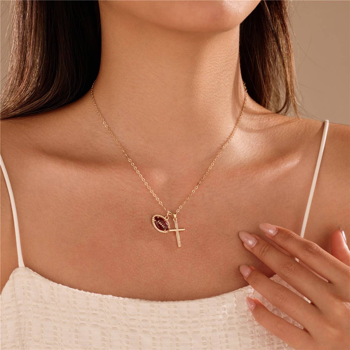 Faith + Football Charm Necklace