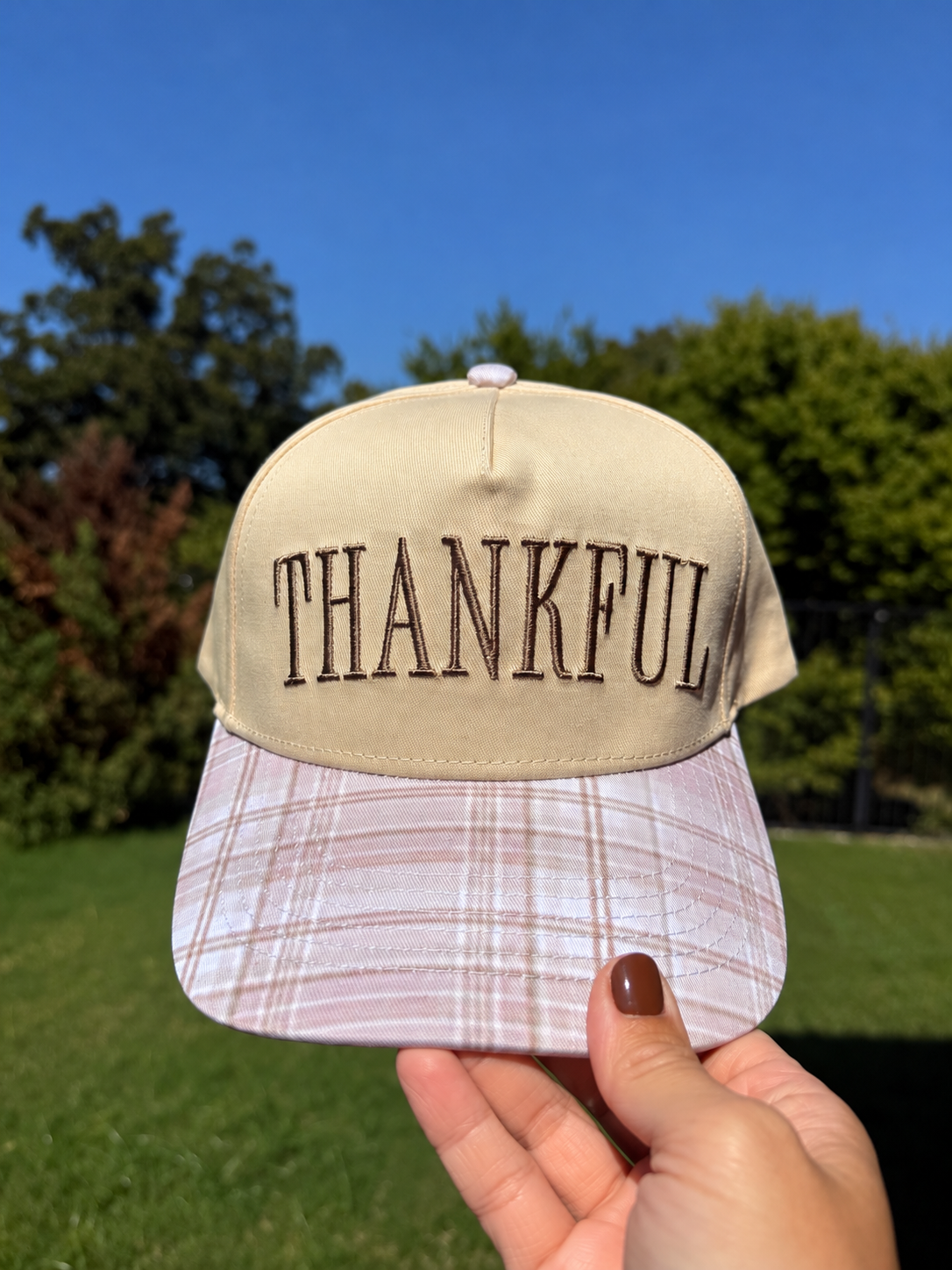 Thankful Plaid Trucker Hat